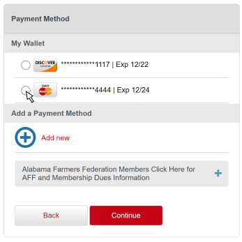 Alfa Insurance AutoPay Payment Selection Example Graphic